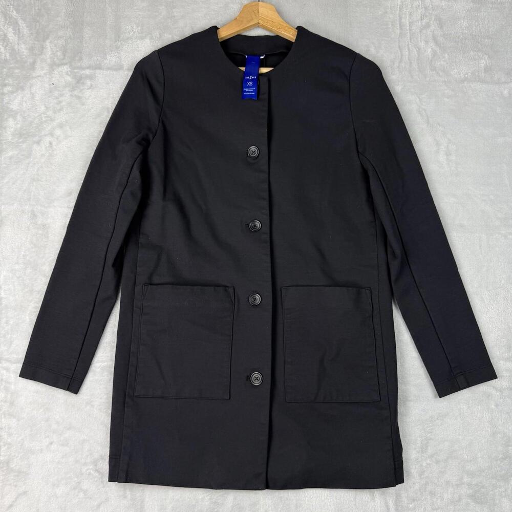 Kit and Ace Black Long Sleeve Collarless Coat